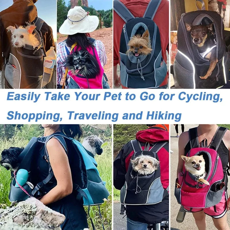 Pet Backpack Carrier for Small Dogs & Cats - Front-Folded Travel Backpack with Ventilation Mesh & Harness-Like Zipper Lock